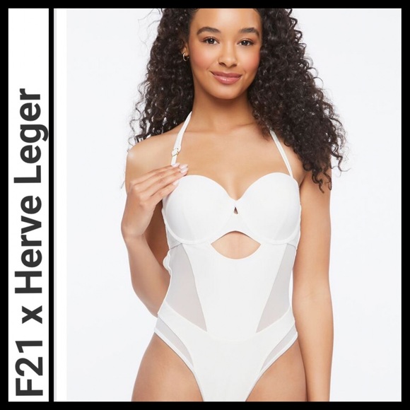 NWOT Herve Leger X F21 Halter One-Piece Swimsuit - Picture 1 of 10